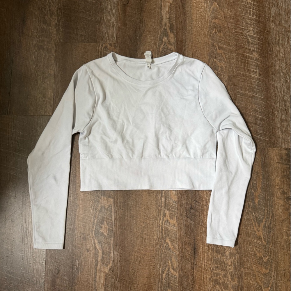 Aerie offline White Long Sleeve seamless Crop Top